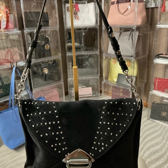 Jimmy Choo One of a Kind from the Calla Crystal-Embellished Suede Shoulder Bag - Picture 2 of 16